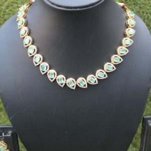 Green And White Necklace Design - 2