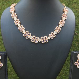 Purple And Golden Necklace Design – 15
