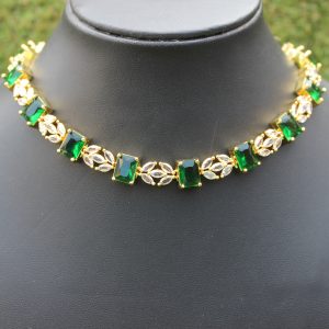 Green And Golden Necklace Design - 9