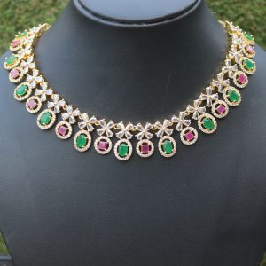 Pink And Green Necklace Design - 10