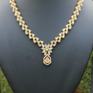 Peach And Golden Necklace Design - 11