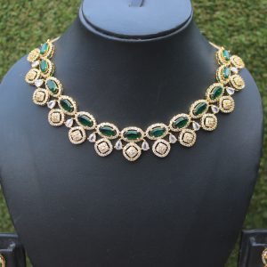 Green And Golden Necklace Design - 12