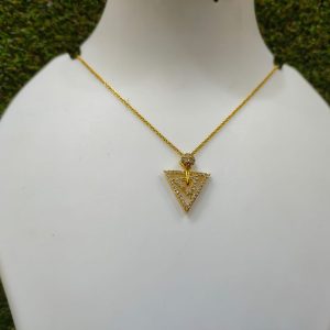 Gold Plated White Stone Triangle Design Pendant Set – 11