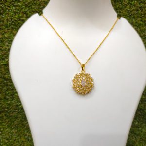 Gold Plated White Stone Pendant Set design – 12