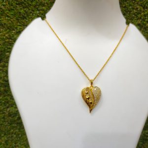 Gold Plated White Stone Love Shape Pendant Set Design – 13